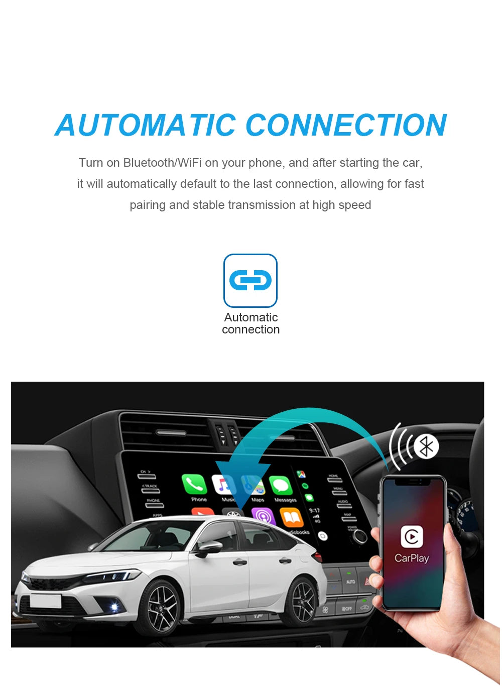 Carplay Wireless Adapter Android Auto 2in 1 Smart Dongle 2025 5G WIFI For iphone Android Phone For Volvo Benz Mg Kia Chery VW