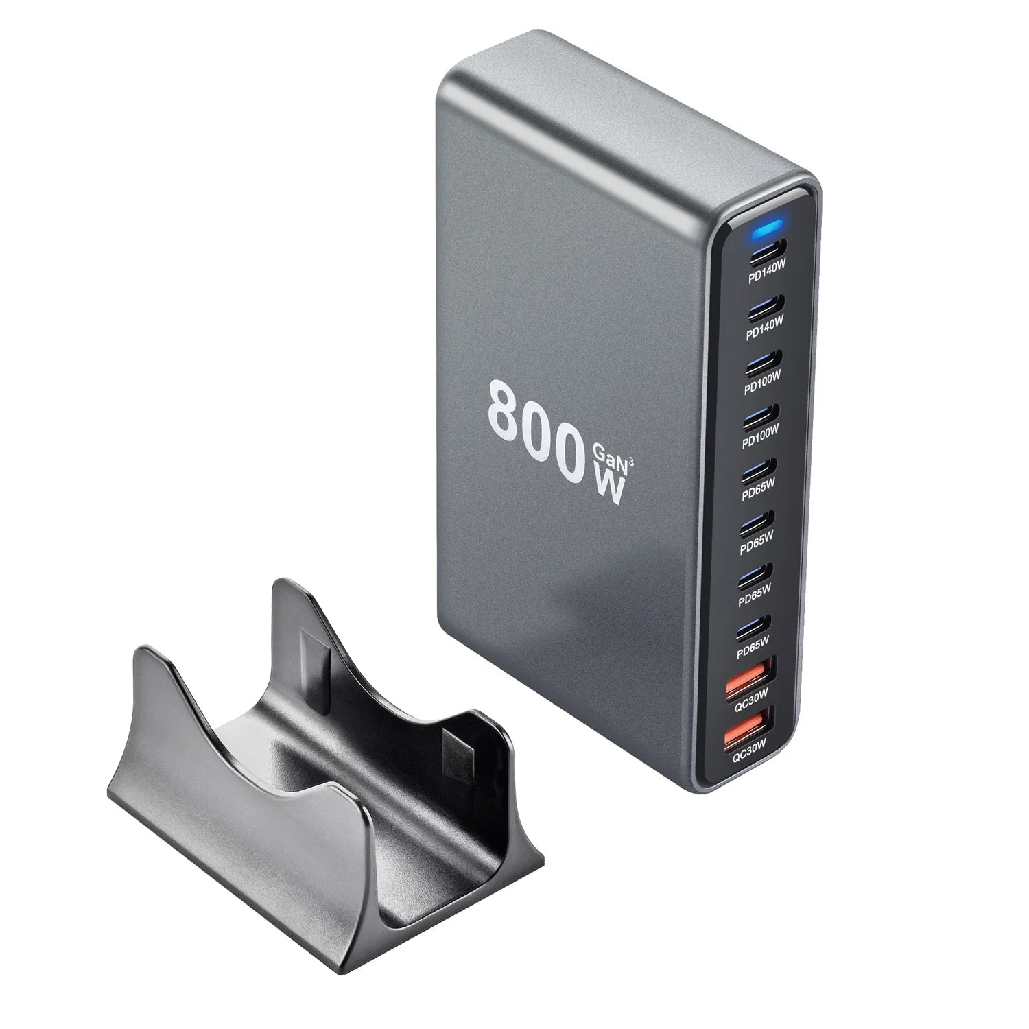 800W GaN Charger USB C Fast Desktop 10-port USB Type C PD3.1 Charger Fast Charging for iPhone 16 15 14 Samsung S24 Xiaomi Laptop