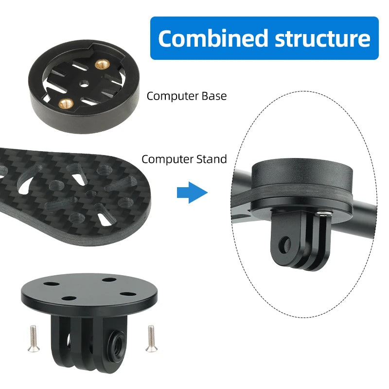 CNC-machined Alloy Connector for Wahoo Computer Stand Vertical Horizontal Mount Adaption Optional Countersunk or Flat Head Bolts