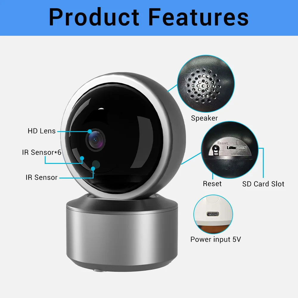Smart Life 5MP IP WiFi Camera Surveillance Security Baby Monitor Automatic Human Tracking Cam Two Way Audio Indoor Video Camera