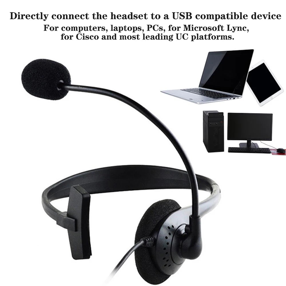 Universal Call Center Headphones 3.5mm Wired Gaming Business Single-Sided Headset with Mic Telephone Operator Earphones