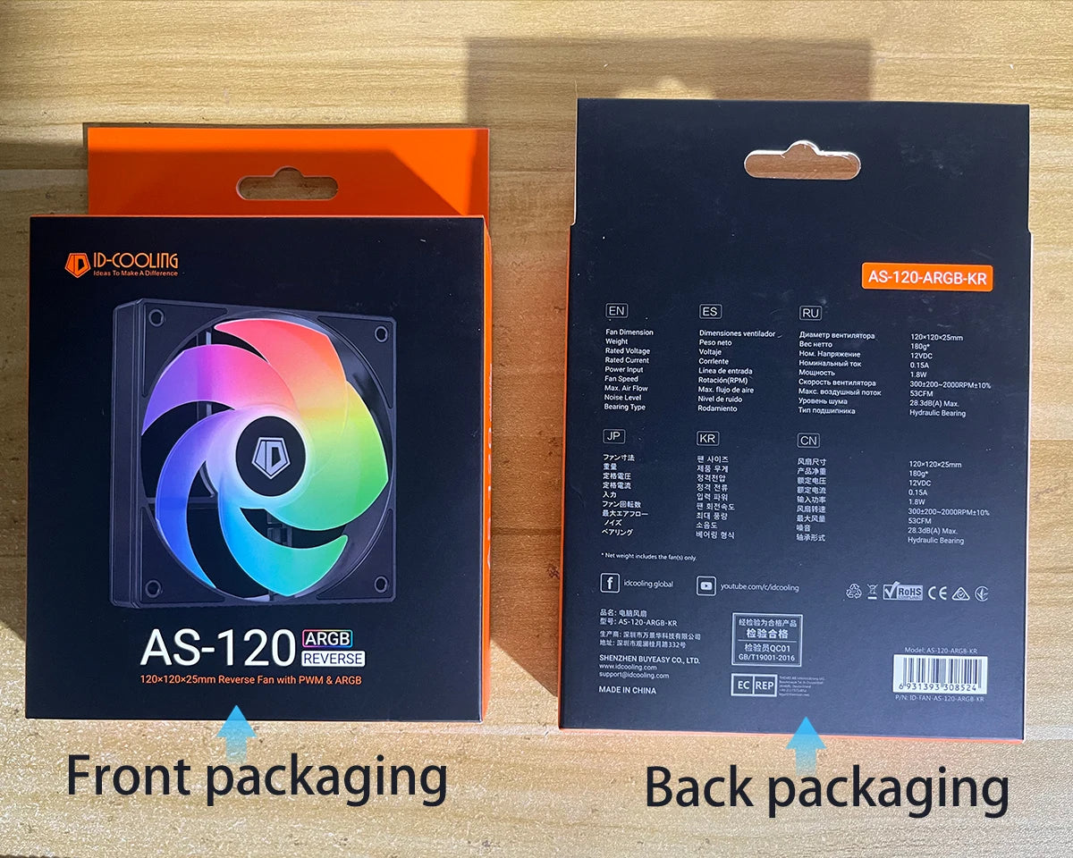 ID-COOLING AS-120-K 120mm High Performance Computer Cooling Fans,Fan Speeds：300- 2000 RPM,Hydraulic Bearing Quiet Long lifespan