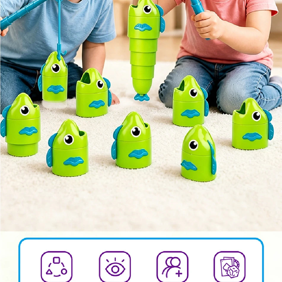 Fishing Battle Board Game Kid Fishing Master Toy Fish Body Stretchable Long Short Competition Family Interaction Educational Toy