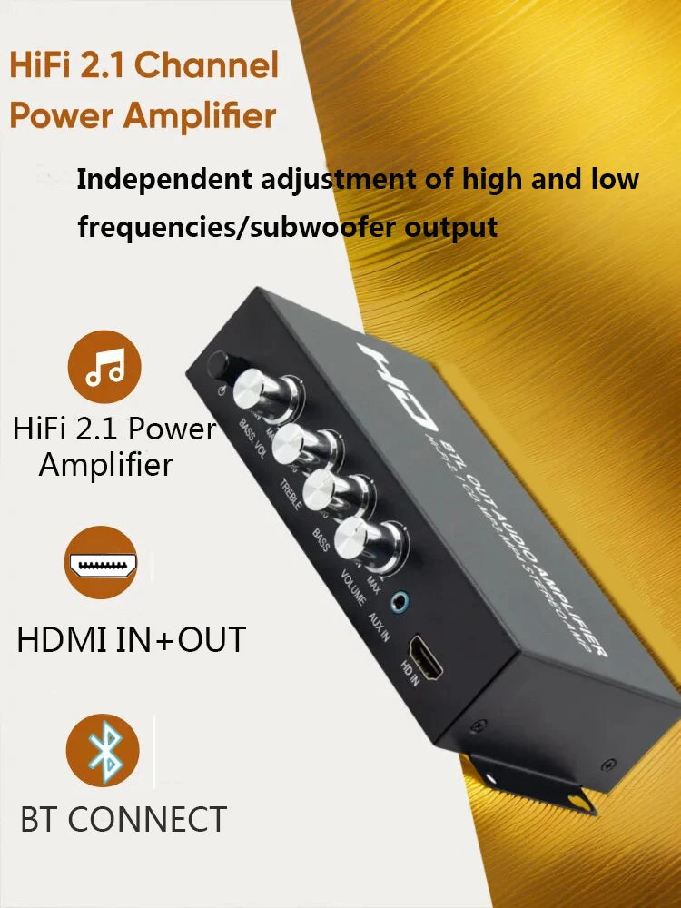 Audio Power Amplifier 80Wx2 Subwoofer HI-FI 2.1CH Audio RCA AUX HDMI Amplifier Stereo Bass Sound Bass  MP3 Car Power Amp