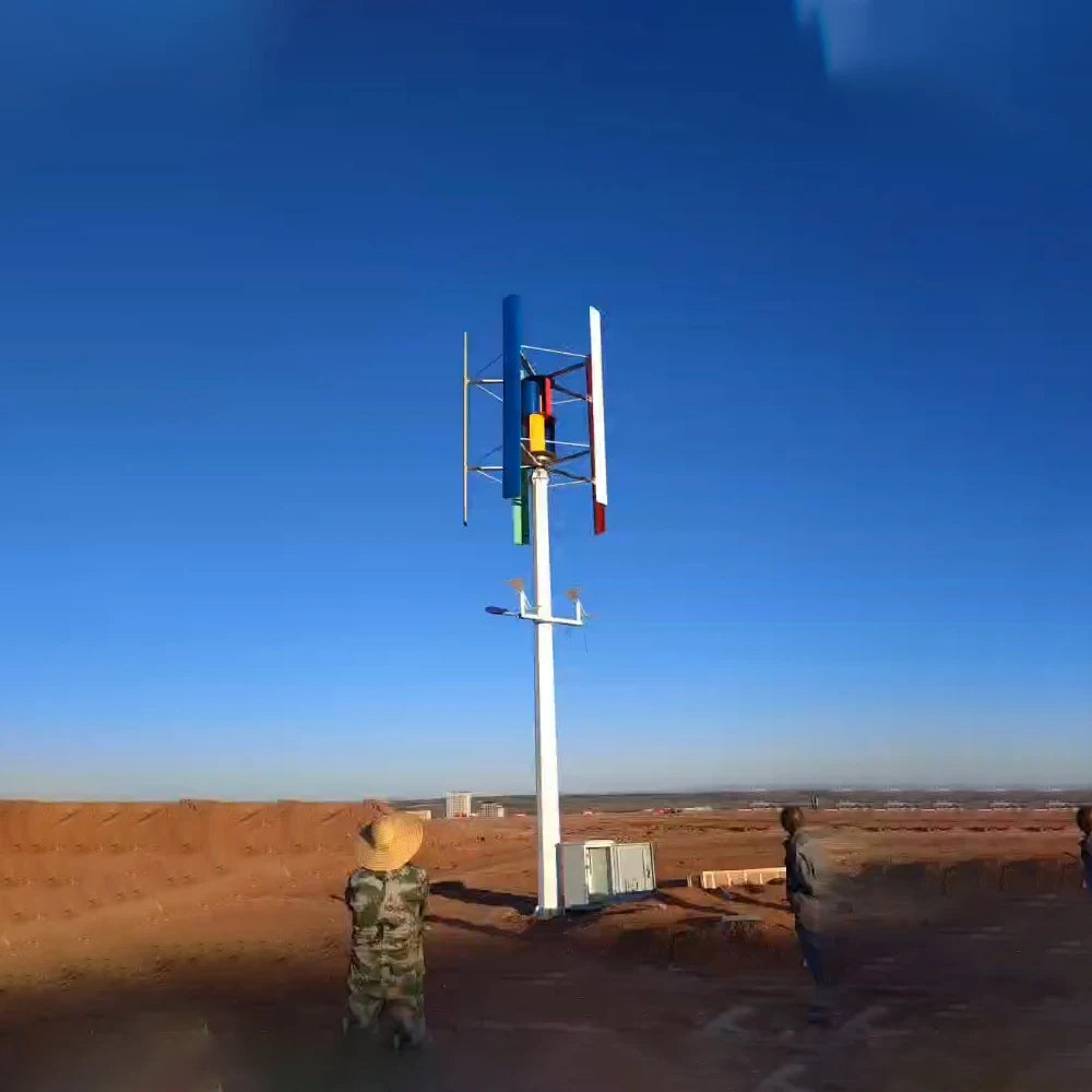 80KW Vertical Wind Turbine Windmill Generator Free Energy 220V 80KW 50KW 230V Household Farm Controller Off/On Grid Inverter