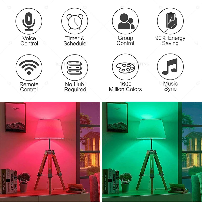 Tuya Smart Life APP Wifi Led Light Bulb AC110V 220V  A19 A21 E27 RGBCW Lamps Works With Alexa Google Home Voice Control