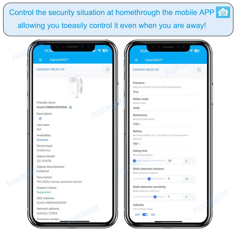Smart Zigbee Human Presence Detector,Luminance/Distance Detection,  Smart PIR Motion Sensor Support Zigbee 2mqtt Home Assistant