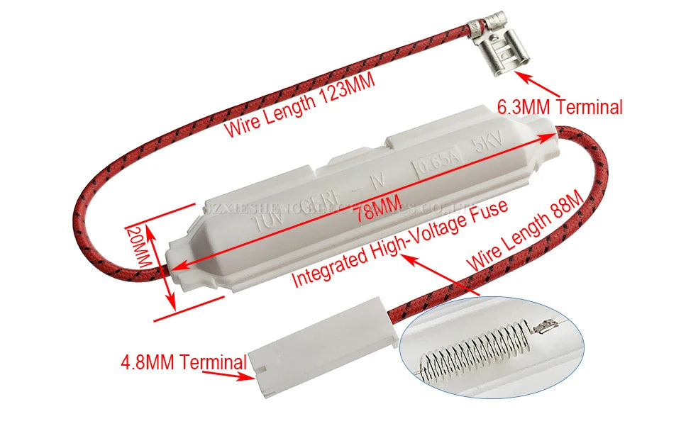 5KV Microwave Oven Integrated High Voltage Fuse 0.65A 0.7A 0.75A 0.8A 0.85A 0.9A 700mA 800mA For LG Midea Galanz Microwave Oven