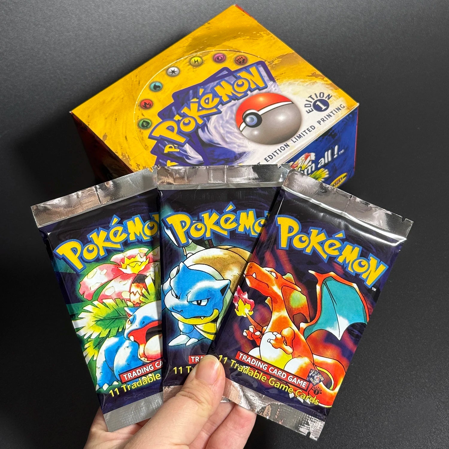 PKM 1ST Edition Battle Booster Packs Classic Base Set Proxy Game Cards Charizrd Blastoise Venusaur Collection PTCG Toys Boy Gift