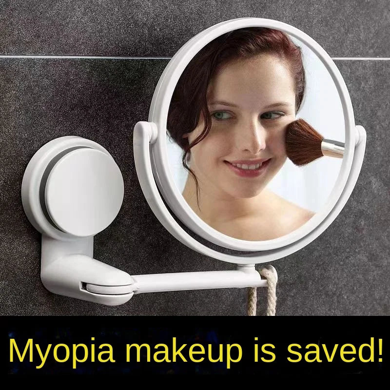 HD Plane Mirror Magnified Makeup Shaving Vanity Mirror Bathroom Wall Mounted 360 Degree Rotating Mirror  Mirror Wall  Mirrors