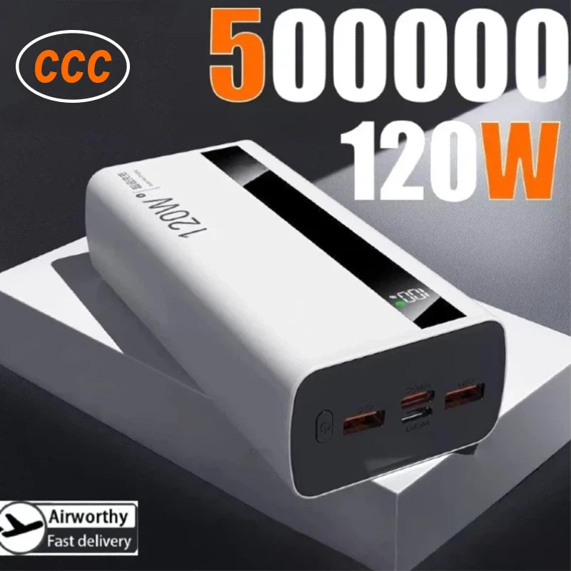 500000mAh High Capacity PowerBank 120W Super Fast Charging Portable External Battery Powerbank for iphone Huawei