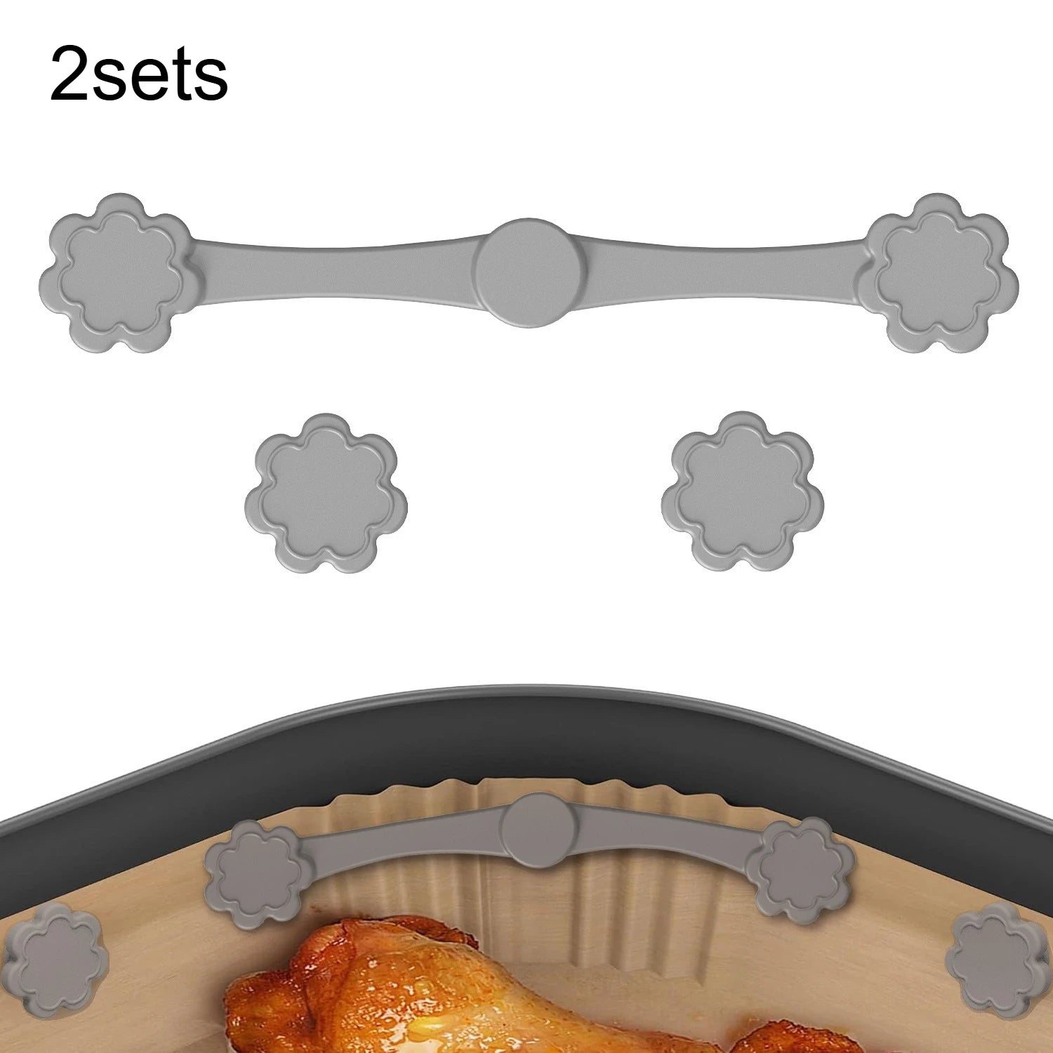 2sets Silicone Magnets for Air Fryers - Small Flower Design,Suitable for All Air Fryers with Red Handles,Space-Saving Safety Fix