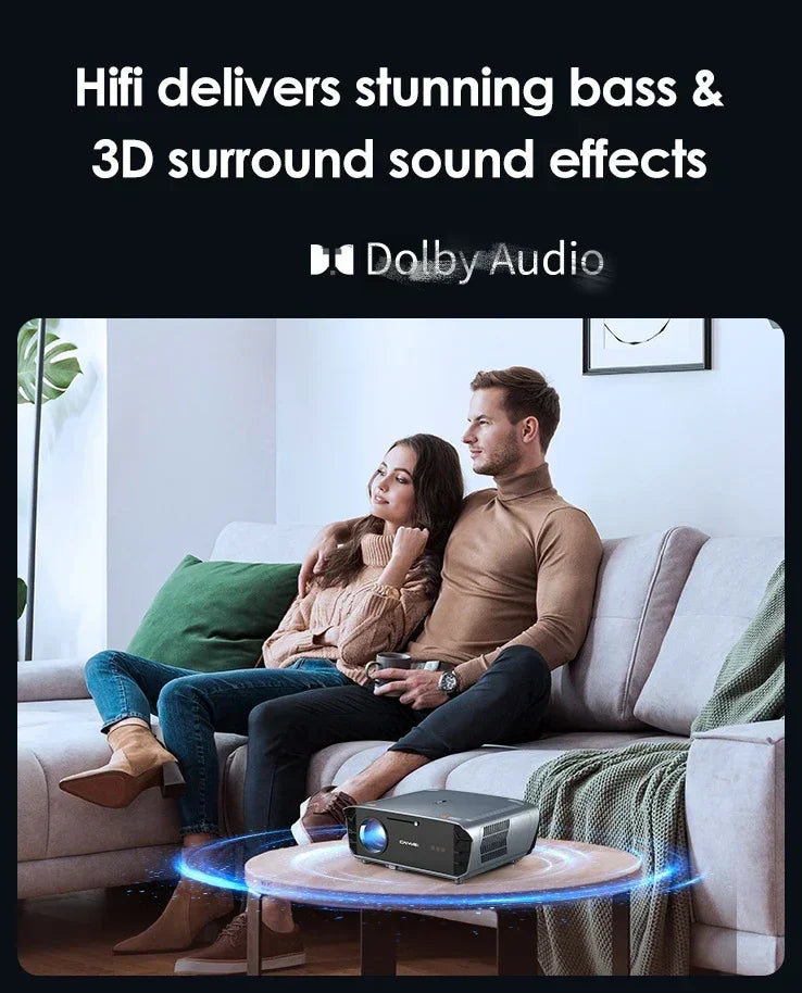 CAIWEI S7+ 4K Ultra HD Projector Video 4000 ANSI Home Theater Android for Movies Auto Focus Smart TV Beam Projectors for Outdoor