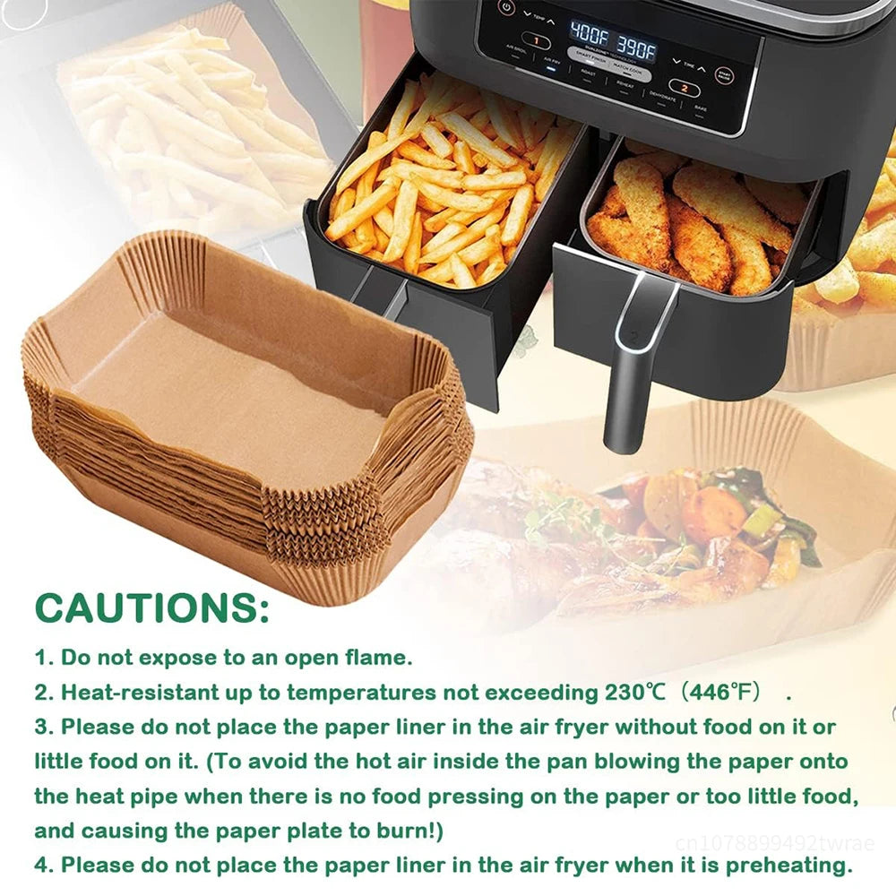 Air Fryer Liners Disposable for Ninja Airfryer 8.7x5.5" Rectangle Parchment Paper for Air Fryer Dual Basket Ninja DZ201 DZ401