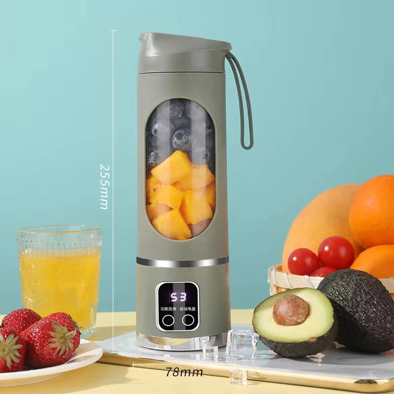12 Blades Portable Fruit Juicer 450ml Capacity 3 Gears USB Rechargeable Blender Ice Crusher