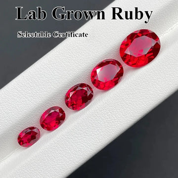 Top Lab Grown Ruby Oval Cut Pigeon Blood Red VVS1 Gemstone For Charms DIY Jewelry Making Selectable Certificate