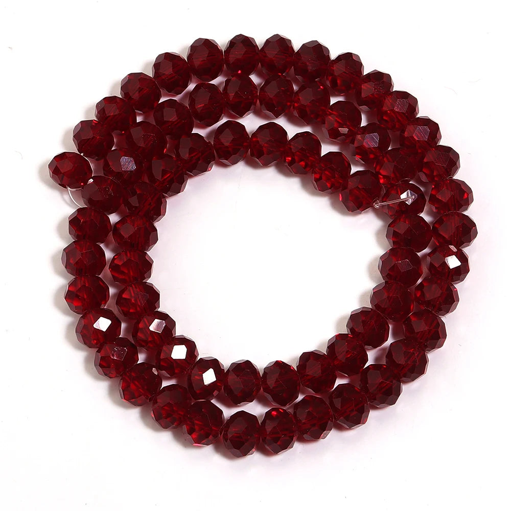 1strand/lot Pomegranate Red Faceted Crystal Beads Abacus Glass Beads Loose Beads For Jewelry Making DIY Necklace Bracelet