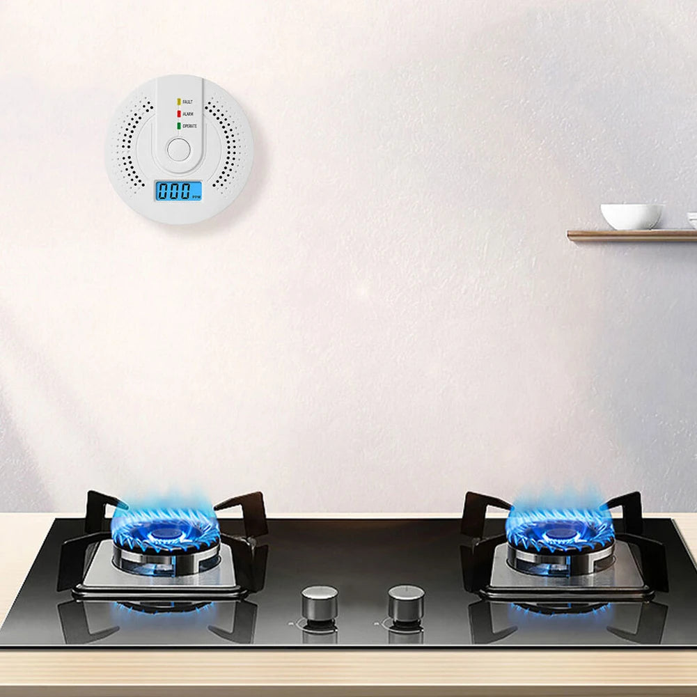 Smart Carbon Monoxide Detector Alarm Sound Warning LCD Digital Display Home Indoor Real-Time CO Monitor Poisoning CO Gas Monitor