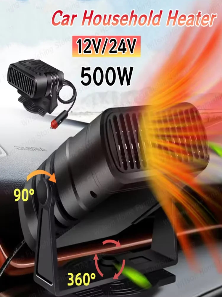 Car Heater 12V/24V Heater Portable Defogger Defroster Heating Fan 200W Dryer Windshield Defogging Household Heater 2026