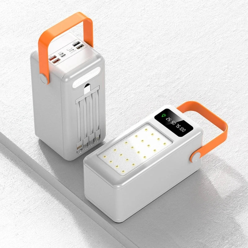 DIY Power Bank Case 18650x21 PD QC4.0 3.0 22.5W Fast Charge Battery Storage Box with Micro Type-c Charging Cable Camping Light