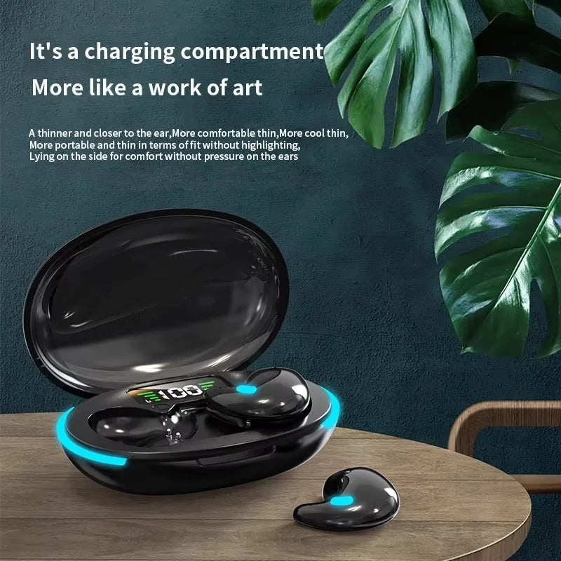 X55 Mini Earphone Stereo Hidden Headsets with Mic HD Call Waterproof Sleeping Earbuds Wireless Mini Headphones TWS Bluetooth