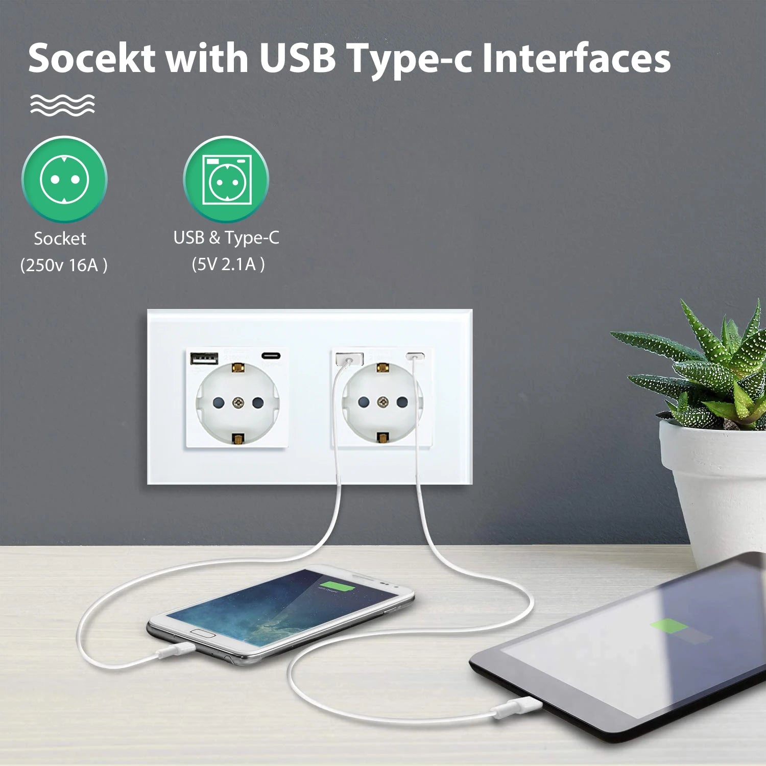 BSEED Touch Light Switch With EU Power Wall Sockets White Wall Led Switches 1/2/3Gang 1Way Crystal Glass Panel Dark Backlight