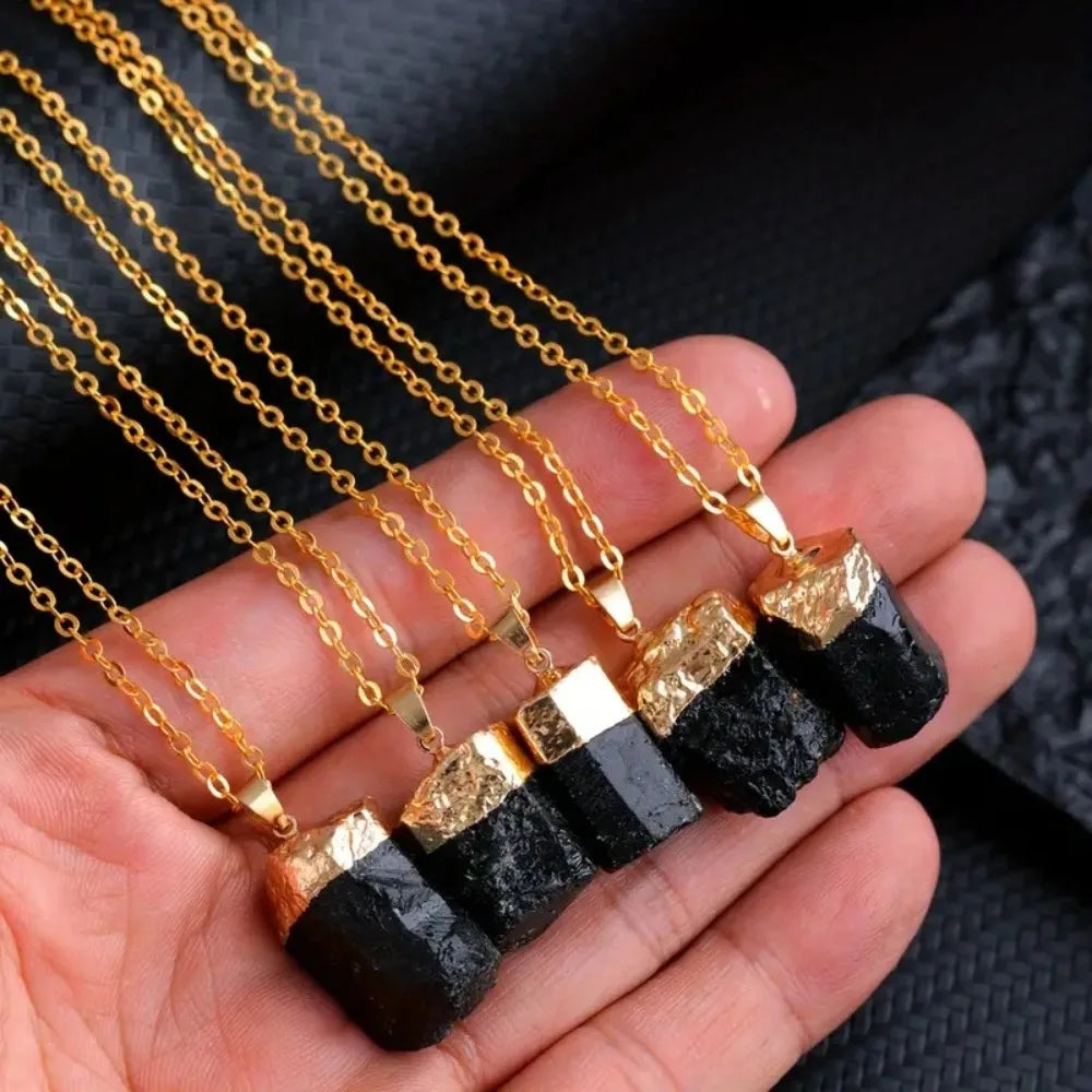 Natural Black Tourmaline Stone Irregular Pillar Energy Gemstone Specimen Rough Original DIY Hanging Accessories Ornament