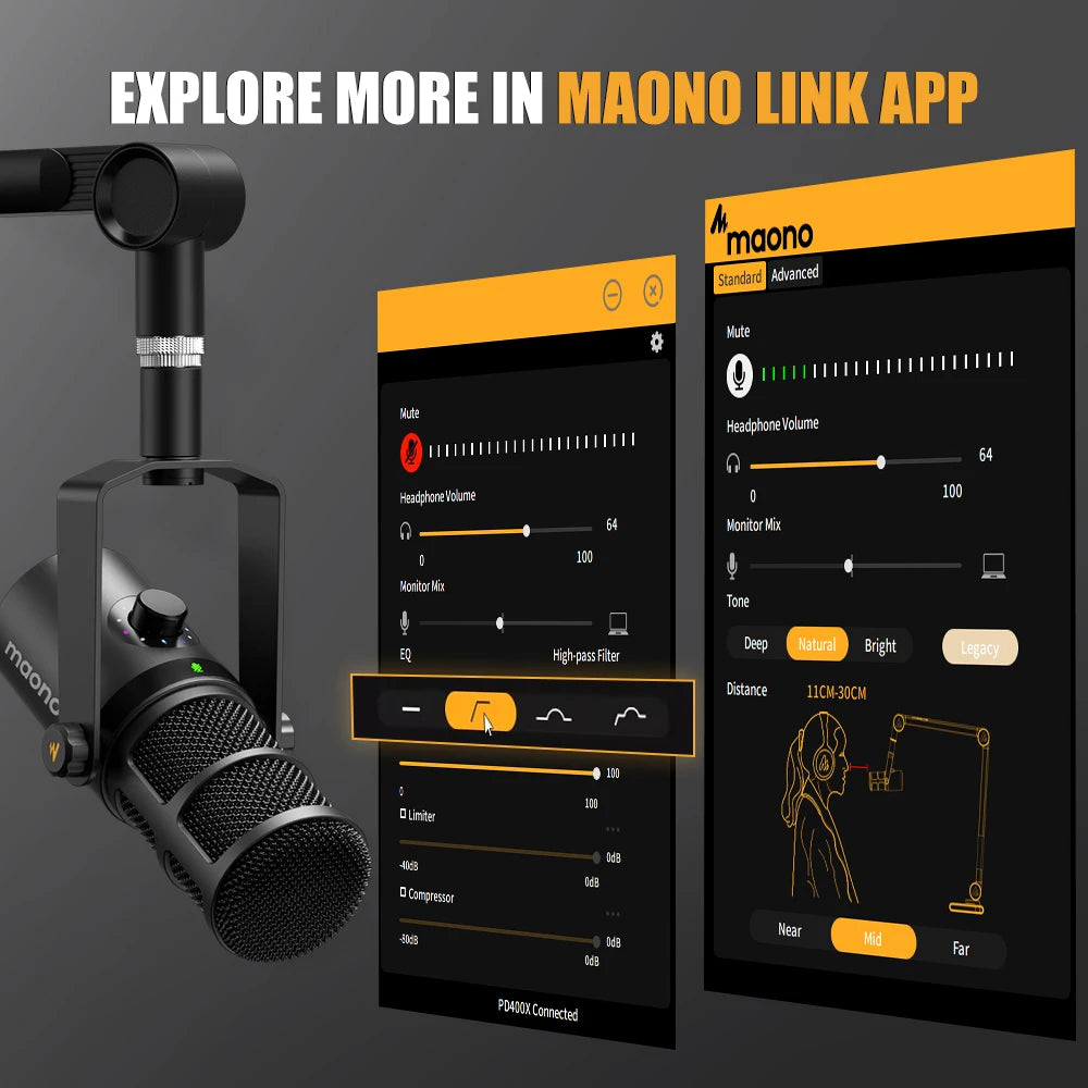 Maono USB/XLR Dynamic Microphone All Metal With One-Touch Mute Headphone Jack And Volume Control For Podcasting Streaming PD400X