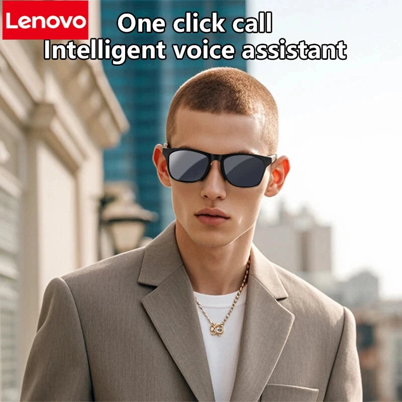 Lenovo AI Smart Glasses Remote Control Touch Photography Voice Assistant Wireless Bluetooth Call Headphone For Men Women Gifts