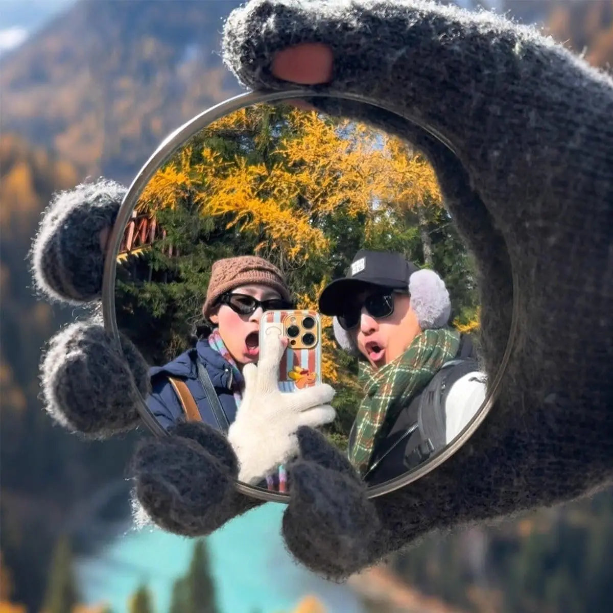 Travel Handheld Selfie Mirror INS Portable Round Reflection Convex Mirrors for Photography Prop Vlogging Traveling Accessories