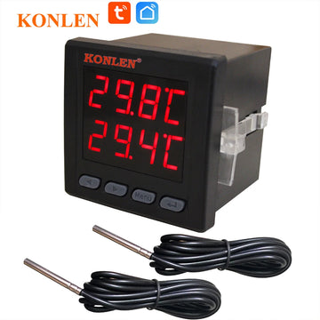 WIFI Dual Temperature Sensor Controller Tuya Thermometer Thermostat with 2 External Probe Boiler Water Heater Freezer Smartlife
