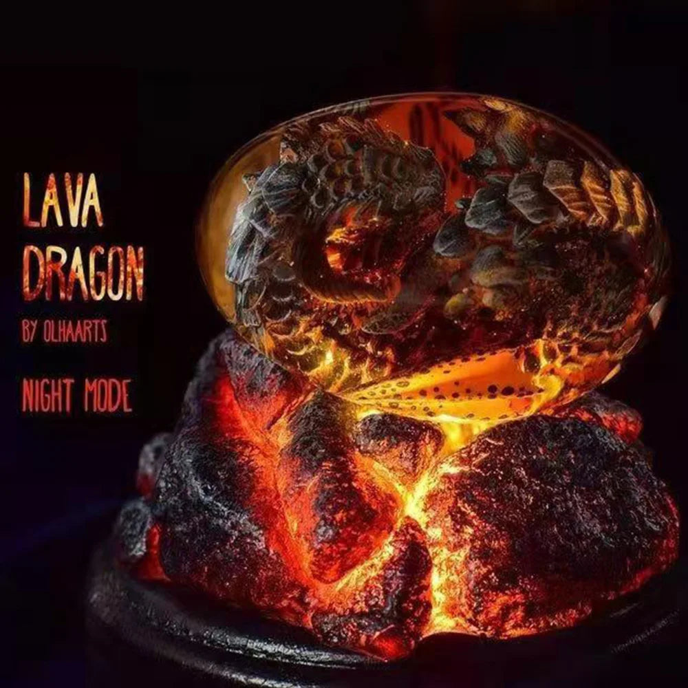 Lava Dragon Egg Statue With Stand Base Dinosaur Egg Resin Figurines Sculpture Tabletop Showpiece Home Art Decoration Craft Gift