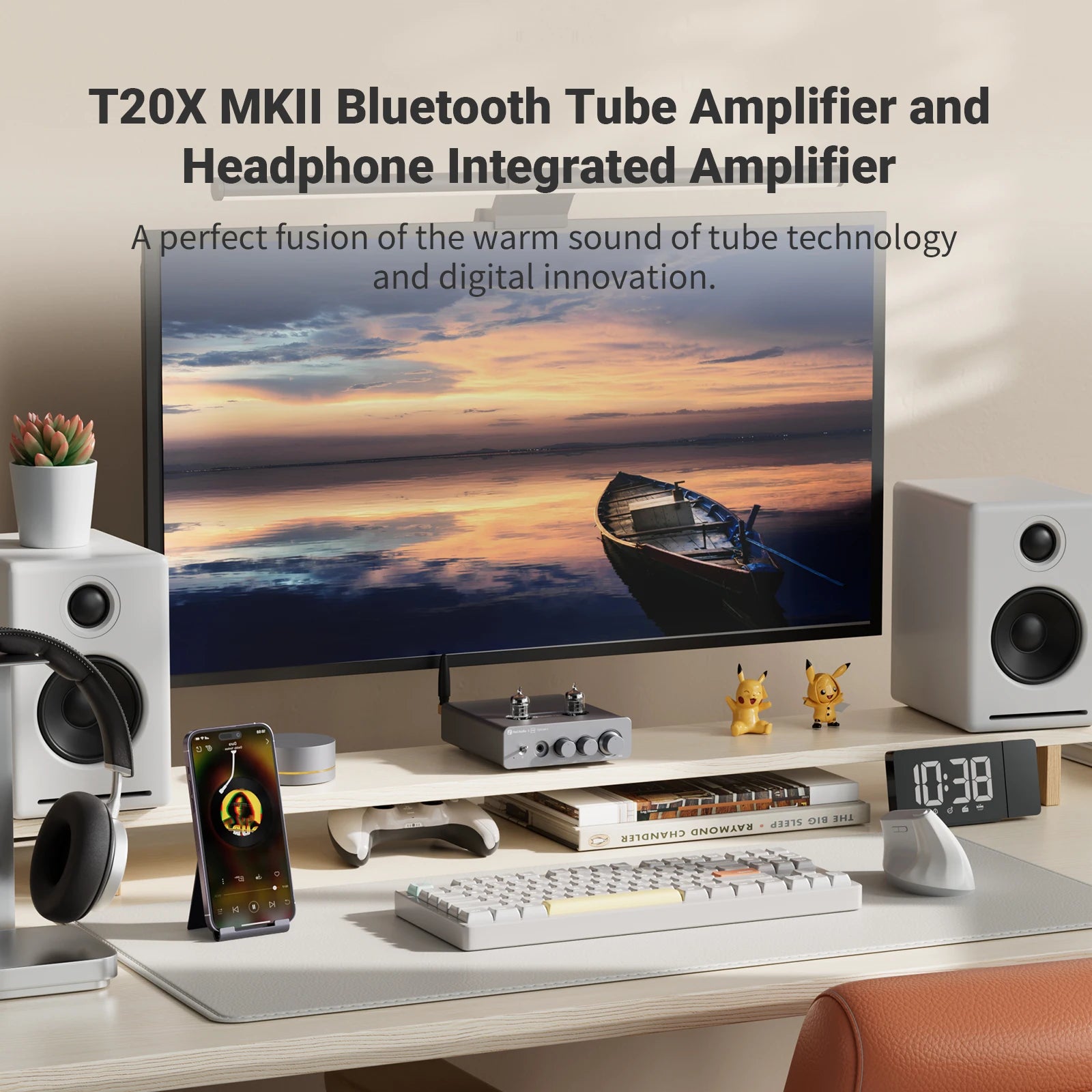 Fosi Audio T20X MKII TPA3255 300W Bluetooth Vacuum Tube Amplifier Class D Integrated Stereo Power Amp For Home Theater Speakers