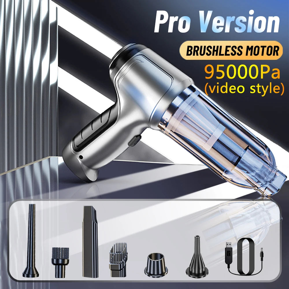 95000PA Home Appliance Car Vacuum Cleaner Wireless Handheld Car Vacuum Vacuuming And Blow 2 IN 1 Portable Strong Suction Cleaner