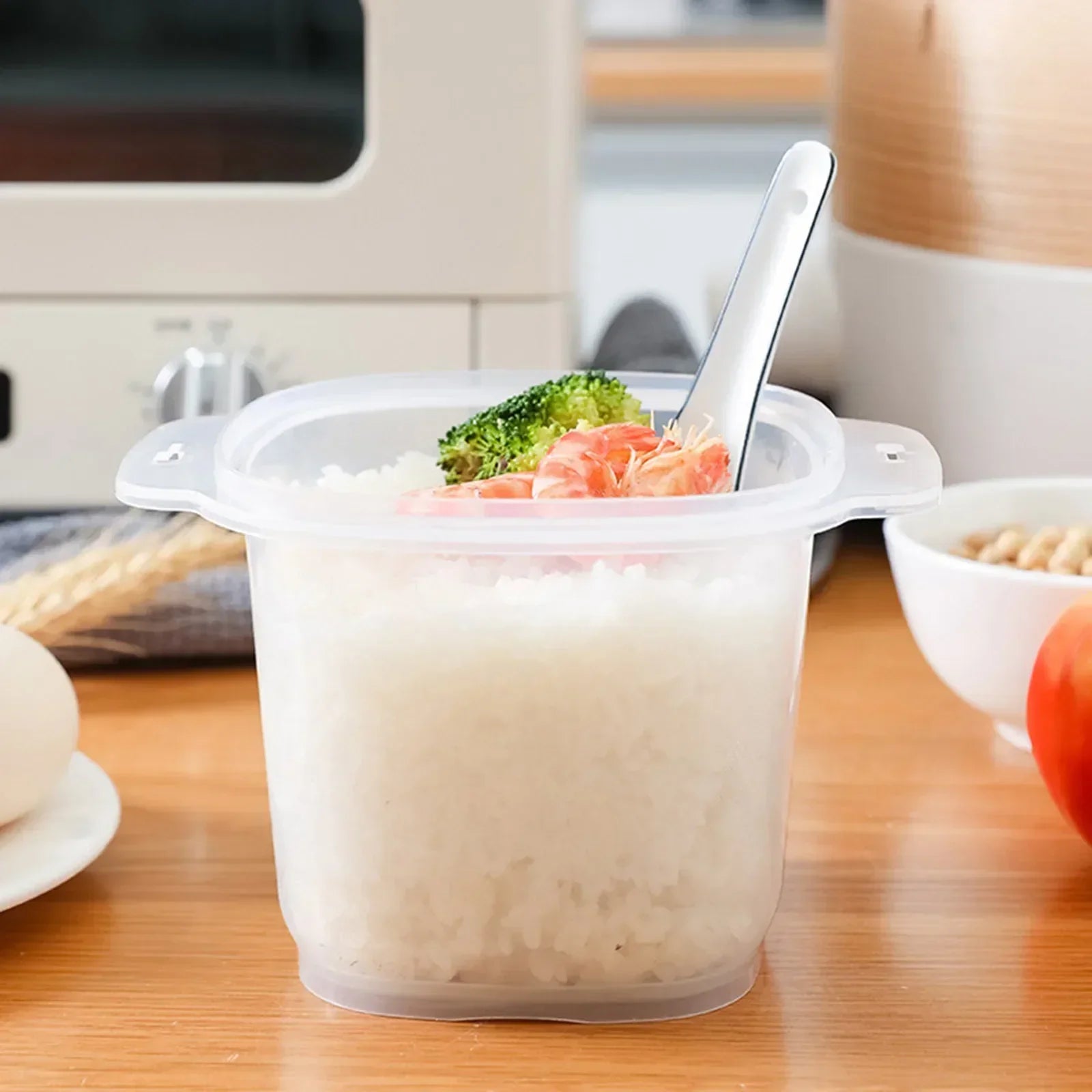 Food gradePP microwave rice cooker multifunctional rice washing and draining quick cooking lunch box suitable for office workers