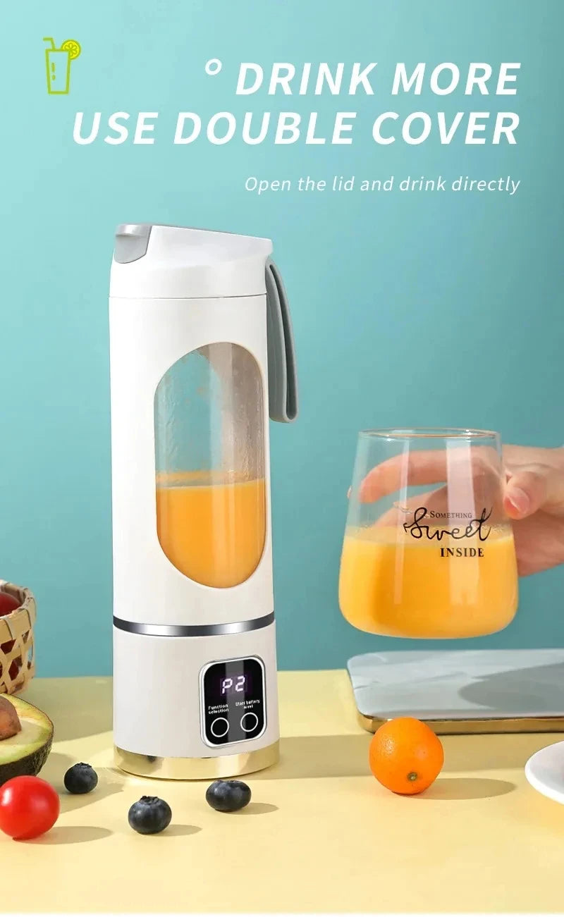 12 Blades Portable Fruit Juicer 450ml Capacity 3 Gears USB Rechargeable Blender Ice Crusher