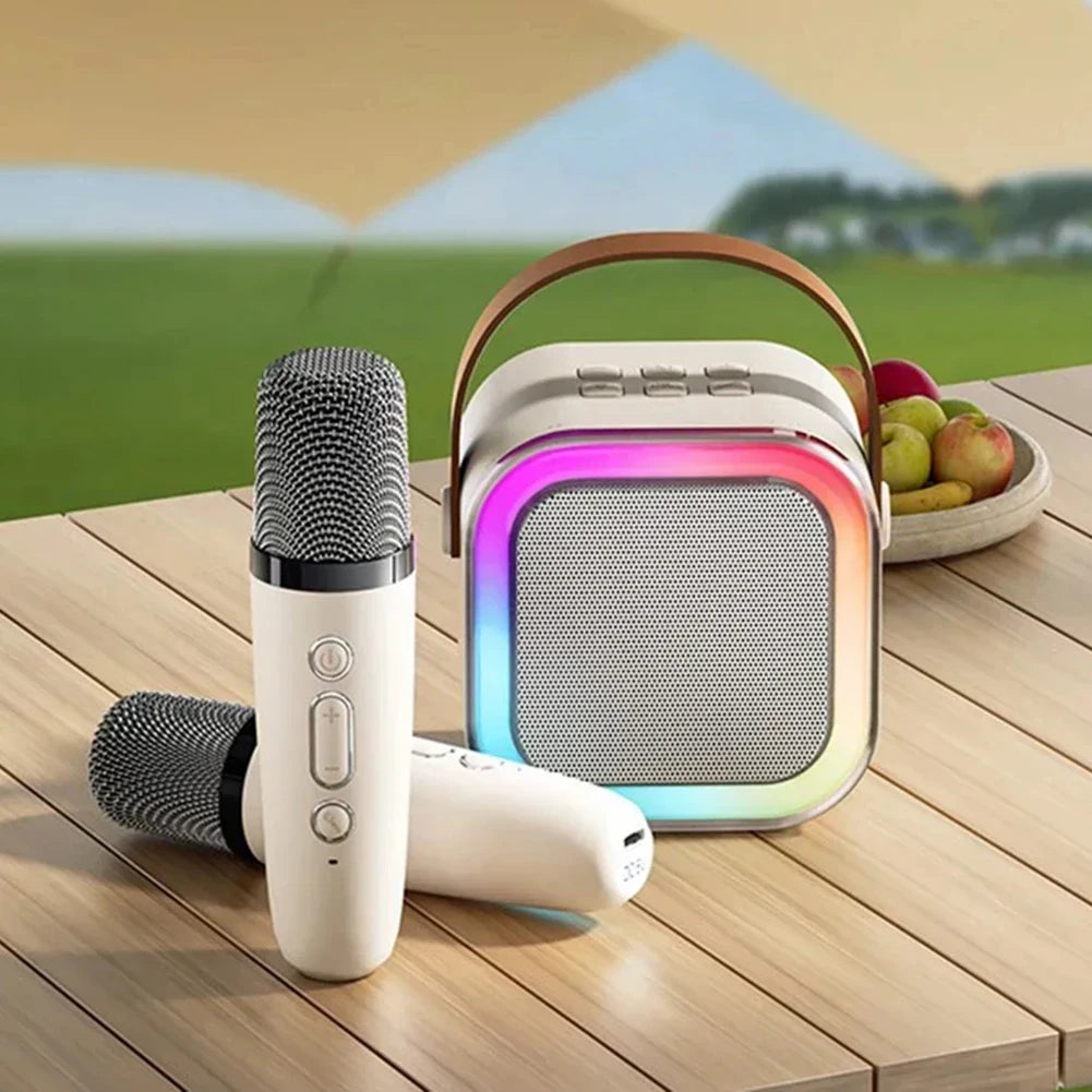 Hot K12 Bluetooth Speaker Portable Home Cute Karaoke Mini Wireless Audio with 1/2 Microphone K Song Family Singing Machine