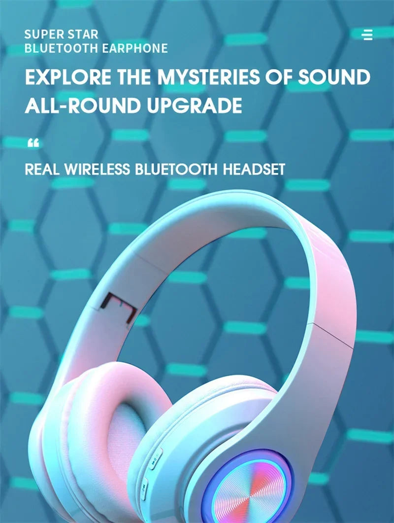 Wireless Headphones Foldable Bluetooth Headsets  With Mic Stereo Earphone Support TF Card FM For Xiaomi Iphone Sumsamg Phone