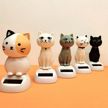 Solar Shaking Cat Car Decoration Cartoon Cat Toy Dashboard Decorations Solar Shaking Head Doll Black Cat Small Gadget Decor