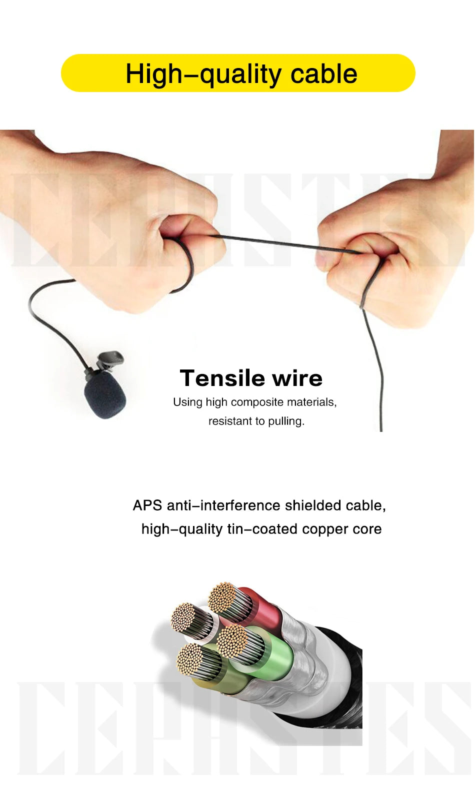 High-fidelity external wired microphone for cameras mobile phones computers Lighting Type-C Micro USB interface Microphone HD