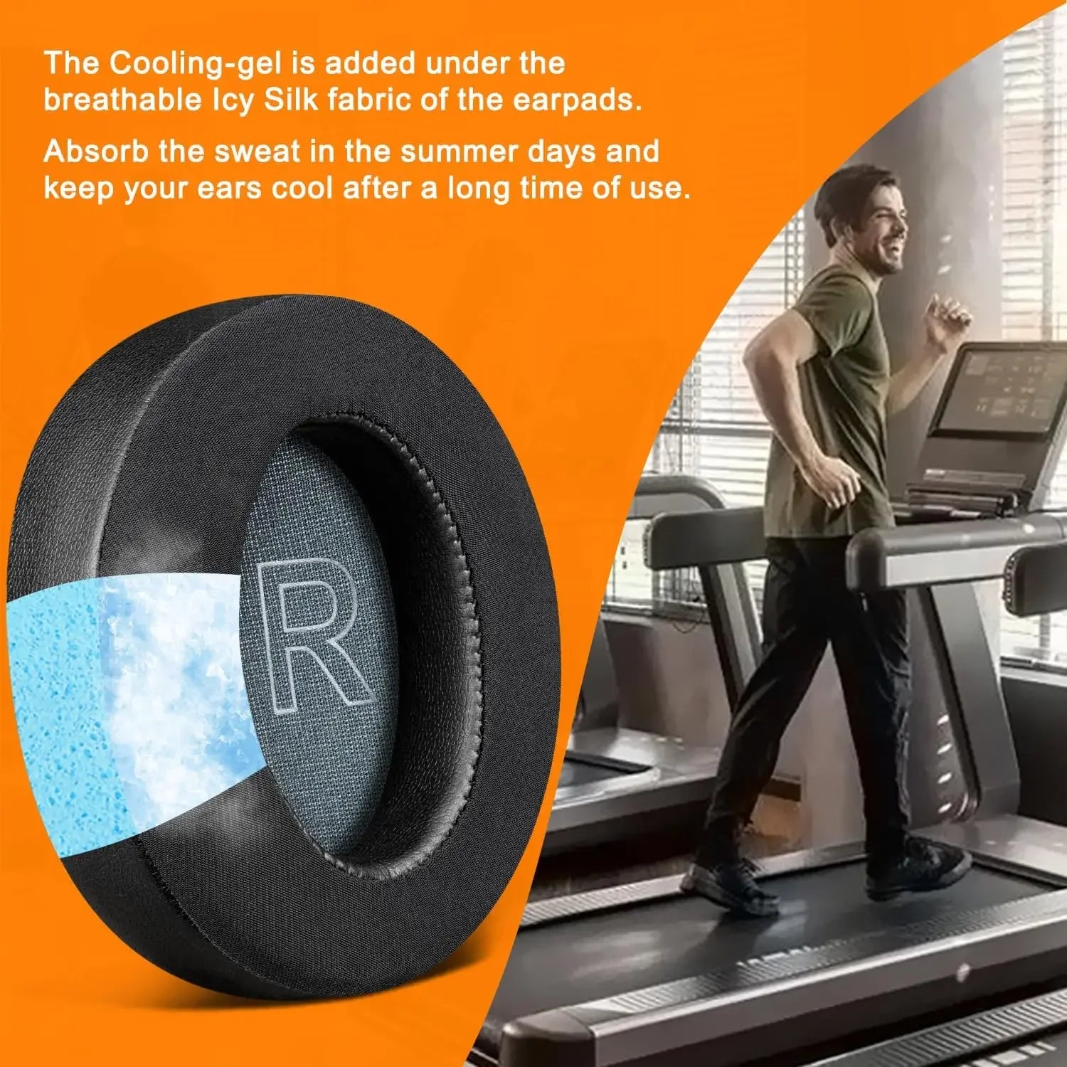 Cooling Gel Earpads for Anker Soundcore Life Q30/Q35 Headphones, Ear Pads Cushions with Ice Silk Fabric  Replacement