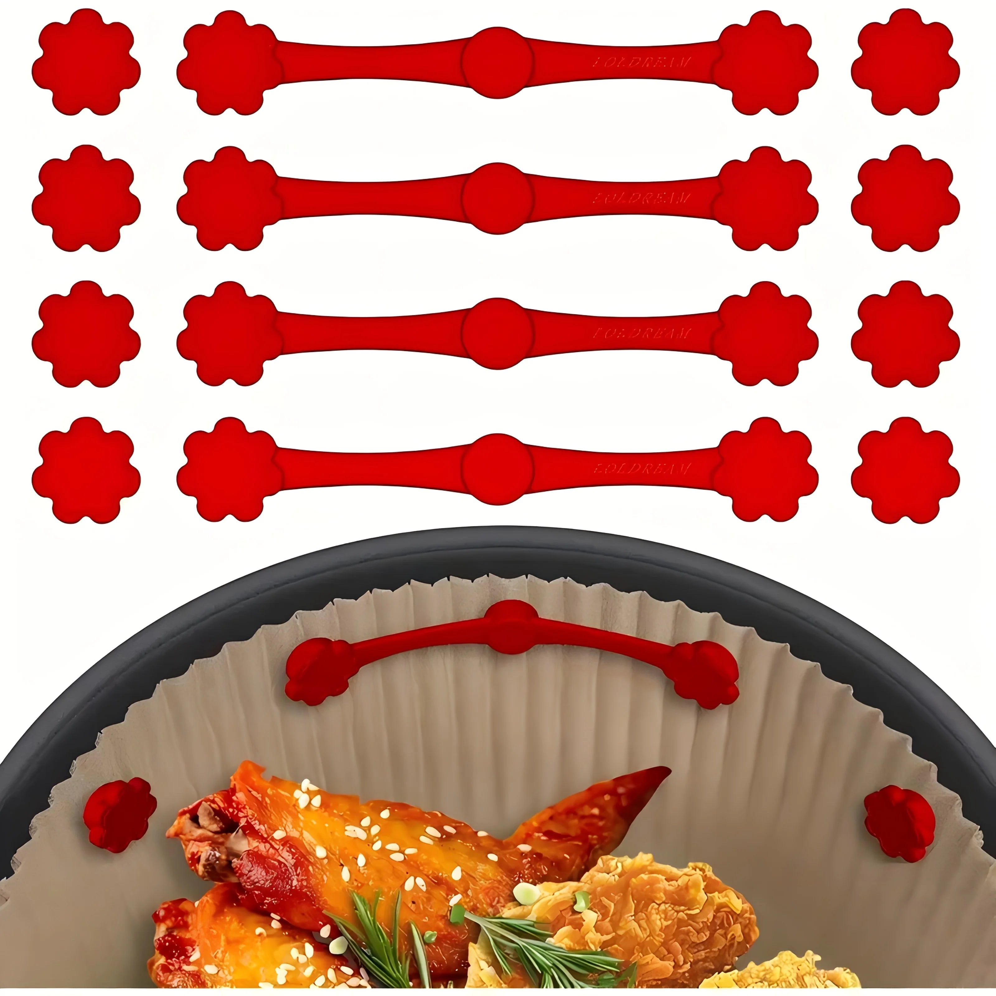 2sets Silicone Magnets for Air Fryers - Small Flower Design,Suitable for All Air Fryers with Red Handles,Space-Saving Safety Fix