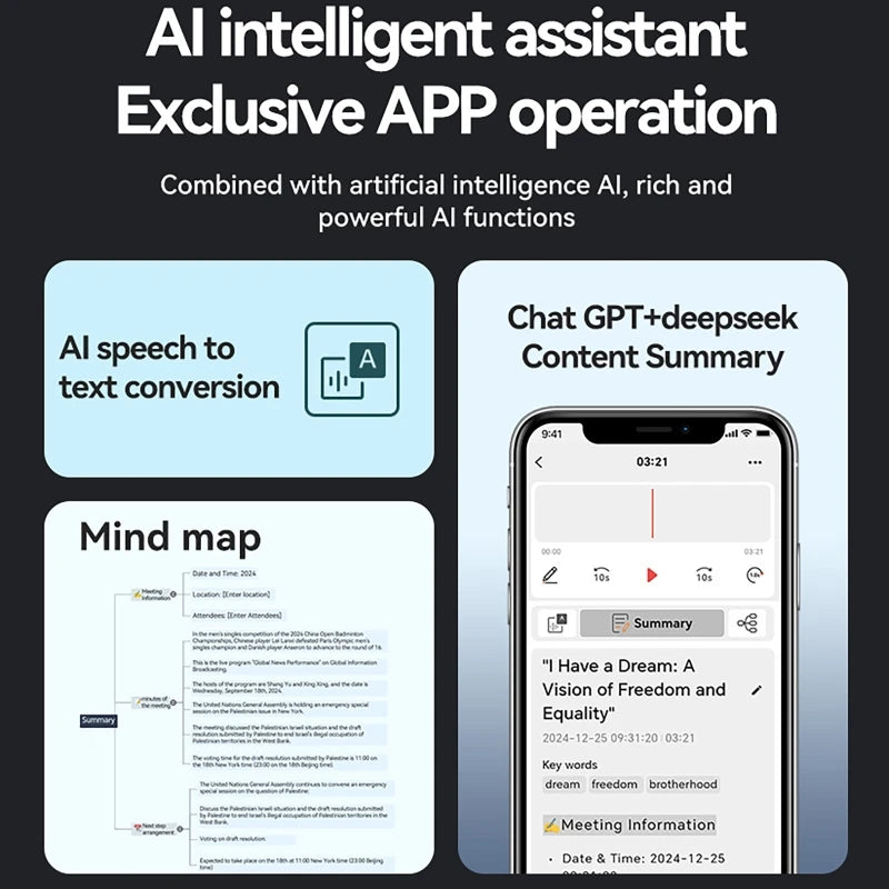 AI Voice Recorder with ChatGPT Smart Transcription Summarization and Translation Intelligent Audio Recorder for Lecture Meetings