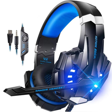 Gaming Headset Stereo Deep Bass Headphone with Microphone LED Light for PS4/PC/Laptop/Phone Gamer