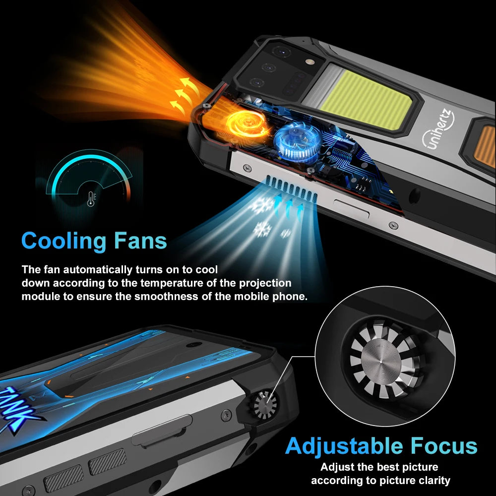 Unihertz Tank 2 PRO 8849 Rugged Smartphone with Projector 2.4K 23800 mAh 24GB+512GB Mobile Phone Android 14 100MP NFC Cell Phone