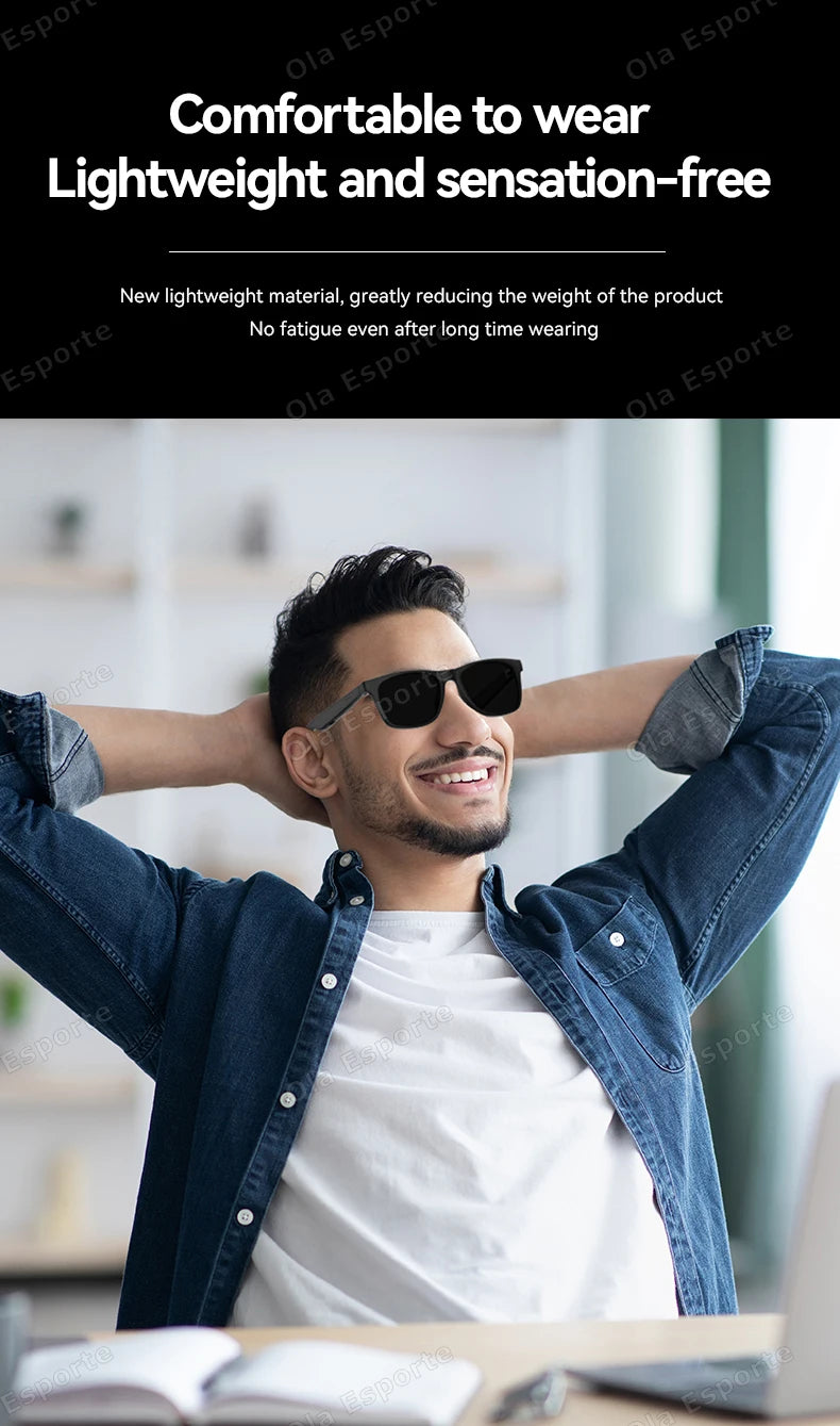 New Men's Smart Glasses Women's Bluetooth Glasses Voice Call Control Music UV Polarized Sunglasses Headphone Glasses Man 2025