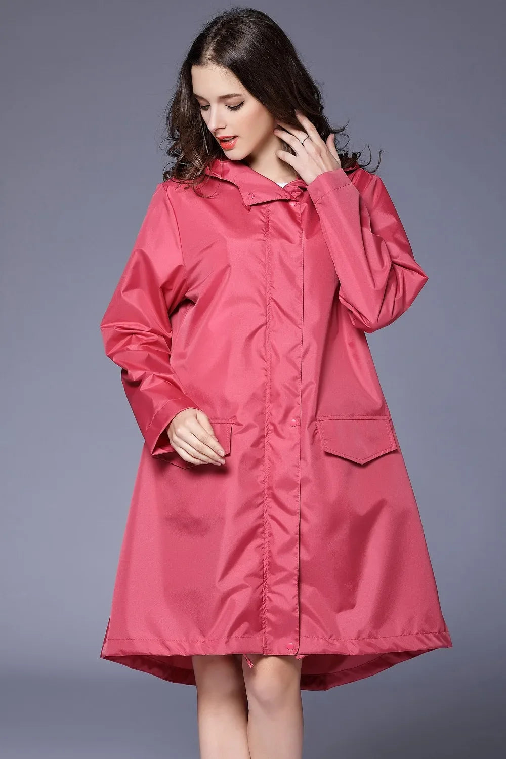 Fashion Women Lightweight Poncho Waterproof Long Raincoat Men Adults Outdoor Windproof Rain Coat Jacket Hiking Rainwear