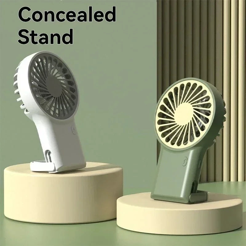 Foldable Handheld Desktop Fan Mini Cartoon Fan with Hook for Mountaineering Outdoor Home Office Use USB Rechargeable Amagi