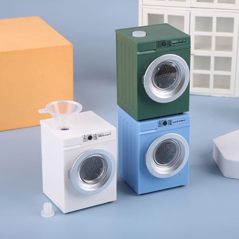 1Pcs Dollhouse Miniature Simulation Washing Machine Drum Washer Laundry Model Dollhouse Home Appliance Model Decor Toy