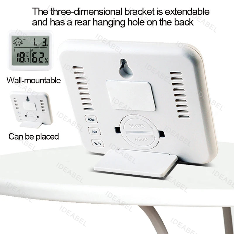 Thermohygrometer Ultra-thin Simple Smart Home Electronic Digital Thermometer Hygrometer LCD Digital Wall Clock